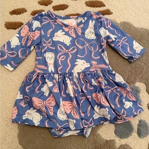 Carter's Blue & Pink Bunny Bow Long-Sleeve Twirl Dress